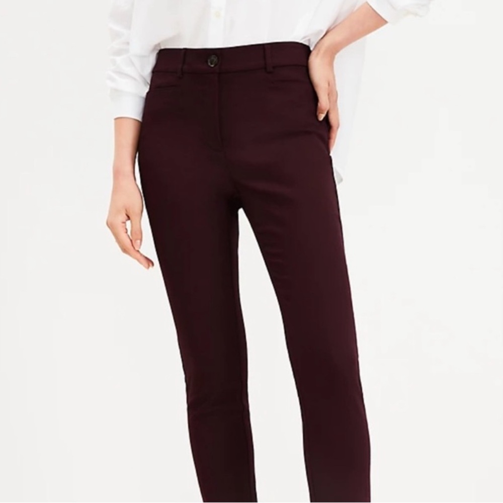 LOFT Sutton skinny pants in Aubergine